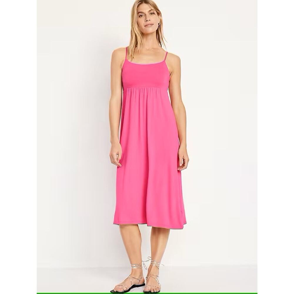 NWT Old Navy Fit & Flare Cami Midi Dress Polarized Pink Stretch Plus Size 2X - Picture 11 of 11